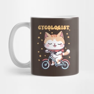 Cycologist Cat Riding Bike - Funny and Cute Biking Enthusiast Mug